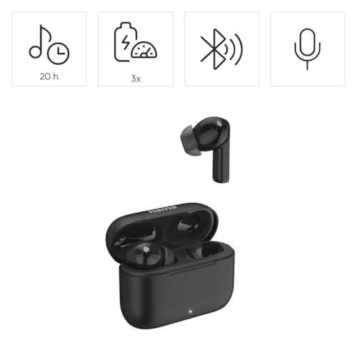 Hama Bluetooth Kopfhörer (kabellos, TWS-Kopfhörer, Active Noise Cancelling, Earbuds mit Ladestation, ENC, In-Ears, USB-C Schnellladen, Bluetooth-Headset, App-/Sprachsteuerung, Touch Control) schwarz Bild 2