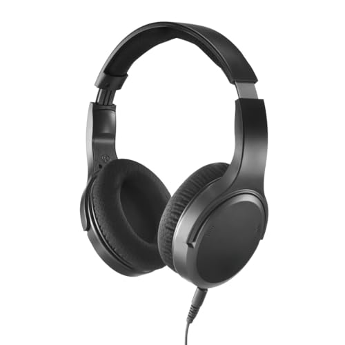 Hama TV Kopfhörer mit Kabel 6 m (verstellbarer Over-Ear Kopfhörer für Fernseher, Kopfhörer mit Lautstärkeregelung separat links/rechts, ideal für Senioren und Hörgeschädigte, 3,5 mm + 6,35 mm) schwarz Bild 1