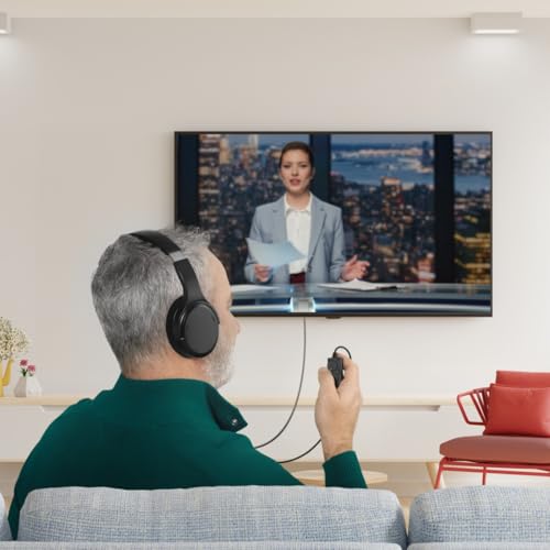 Hama TV Kopfhörer mit Kabel 6 m (verstellbarer Over-Ear Kopfhörer für Fernseher, Kopfhörer mit Lautstärkeregelung separat links/rechts, ideal für Senioren und Hörgeschädigte, 3,5 mm + 6,35 mm) schwarz Bild 6
