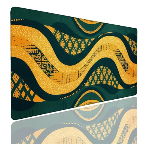 Mauspad XXL 1400x800x4mm Wasserdicht Schreibtischunterlage rutschfeste Speed Gaming Mousepad Afrikanisch (1) Groß Desk Mouse Mat Maus Pad, Schreibtisch Unterlage Deko für PC, Laptop, Home Office Bild 1