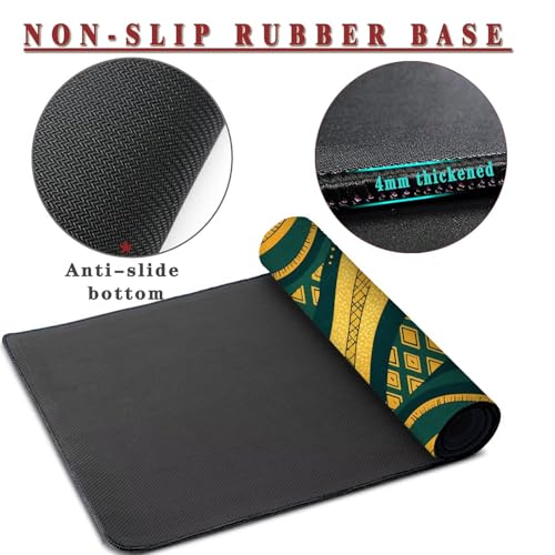 Mauspad XXL 1400x800x4mm Wasserdicht Schreibtischunterlage rutschfeste Speed Gaming Mousepad Afrikanisch (1) Groß Desk Mouse Mat Maus Pad, Schreibtisch Unterlage Deko für PC, Laptop, Home Office Bild 3