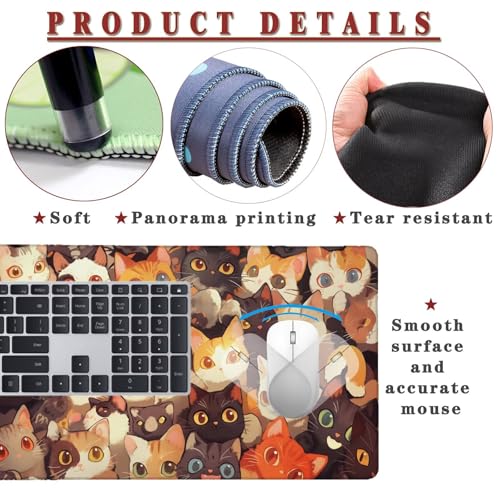 Mauspad XXL 1400x800x4mm Wasserdicht Schreibtischunterlage rutschfeste Speed Gaming Mousepad Tier (3) Groß Desk Mouse Mat Maus Pad, Schreibtisch Unterlage Deko für PC, MacBook, Laptop, Home Office Bild 4