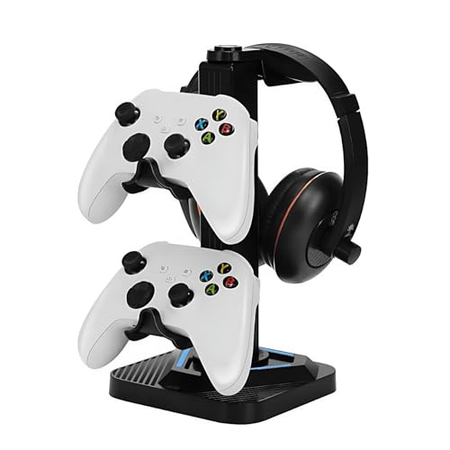 Kopfhörer- und Controller-Ständer, Gaming-Headset-Ständer mit 3 USB-Hub-Ports und Typ-C-Anschluss (Laden - Datenübertragung), 8 RGB-Beleuchtungsmodi, 5 abnehmbare Haken. Bild 2