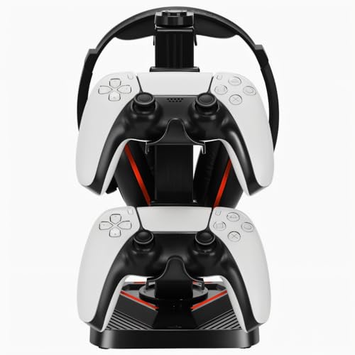 Kopfhörer- und Controller-Ständer, Gaming-Headset-Ständer mit 3 USB-Hub-Ports und Typ-C-Anschluss (Laden - Datenübertragung), 8 RGB-Beleuchtungsmodi, 5 abnehmbare Haken. Bild 4