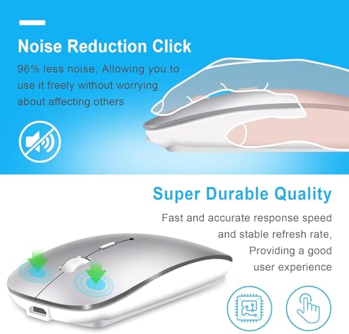 Kabellose Maus Bluetooth 5.2&3.0 + USB&USB-C 2.4 GHz Empfänger- Wiederaufladbare funkmaus für MacBook Pro/Air/iPad/Laptop/Chrombook/Android Tablet Kompatibel mit TypeC & USB Anschluss Geräten Bild 3