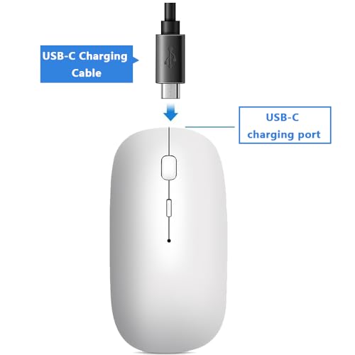 Kabellose Maus Bluetooth 5.2&3.0 + USB&USB-C 2.4 GHz Empfänger- Wiederaufladbare funkmaus für MacBook Pro/Air/iPad/Laptop/Chrombook/Android Tablet Kompatibel mit TypeC & USB Anschluss Geräten Bild 5
