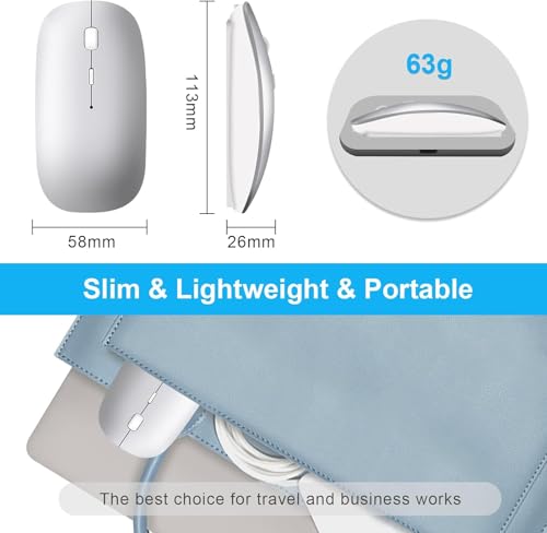 Kabellose Maus Bluetooth 5.2&3.0 + USB&USB-C 2.4 GHz Empfänger- Wiederaufladbare funkmaus für MacBook Pro/Air/iPad/Laptop/Chrombook/Android Tablet Kompatibel mit TypeC & USB Anschluss Geräten Bild 7