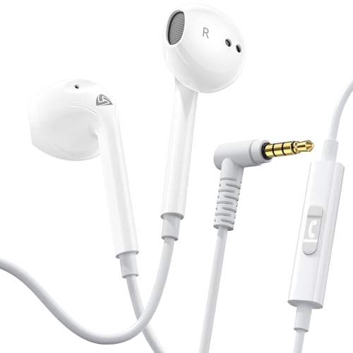 LUDOS Zenith Kopfhörer In Ear Kopfhörer mit Kabel und Mikrofon, 5-Jahre Garantie, In Ear Ohrhörer, 3,5 mm Klinkenstecker Earbuds, Satte Bässe Earphones, Headphones für iPhone, iPad, Samsung - Weiß Bild 1