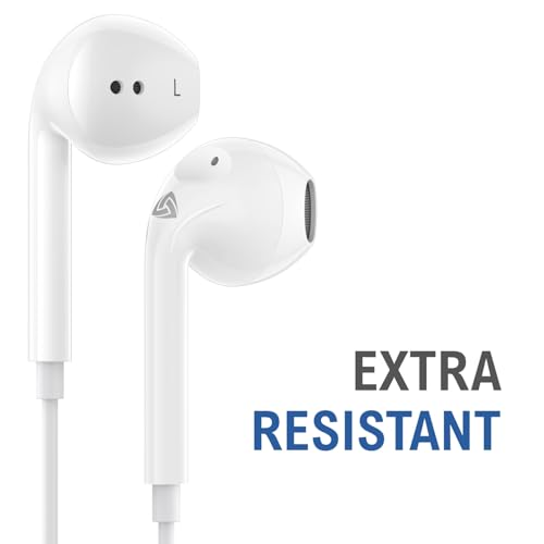 LUDOS Zenith Kopfhörer In Ear Kopfhörer mit Kabel und Mikrofon, 5-Jahre Garantie, In Ear Ohrhörer, 3,5 mm Klinkenstecker Earbuds, Satte Bässe Earphones, Headphones für iPhone, iPad, Samsung - Weiß Bild 6