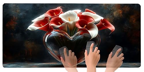 Gaming Mousepad Blume Mauspad XXL 1200X600X3MM Großes Mouse Pad Liebe Schreibtischunterlage mit Rutschfeste Gummibasis, Maus Pad Wasserdicht Anti-Rutsch Schreibtisch Zubehör Für Home Office PC, Laptop Bild 5