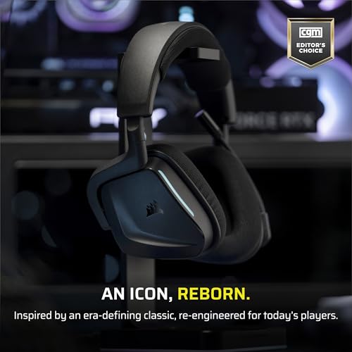 Corsair Void v2 Wireless Gaming-Headset mit Bluetooth für PC, PS5, PS4, Switch & Mobile – Dolby Atmos, 70 Stunden Akkulaufzeit, Duale Wireless, Schnelles Aufladen – Kohlenstoff Bild 2