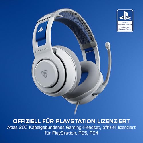 Turtle Beach Atlas 200 Wired Gaming Headset für PS5 and PS4 - offiziell lizenziert für PlayStation,Weiß Bild 2