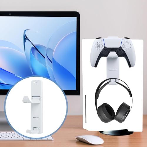 Universal Controller Headset Halterung Kompatibel mit PS5 Konsole, Faltbare Wandhalterung mit Doppelhaken, Gaming Zubehör Kopfhörer Haken Controller Kopfhörer Halterung Clip für PS5 Bild 6