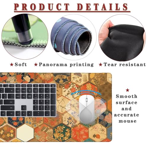 Mauspad XXL 1400x800x4mm Wasserdicht Schreibtischunterlage rutschfeste Speed Gaming Mousepad Kunst (14) Groß Desk Mouse Mat Maus Pad, Schreibtisch Unterlage Deko für PC, MacBook, Laptop, Home Office Bild 4