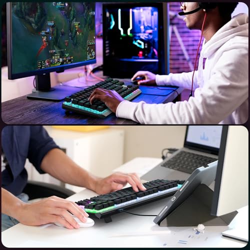 OMOTON Mechanische Gaming Tastatur mit Roten Schaltern(Linear), 80% TKL, QWERTZ Keyboard, Schnelle Reaktion, Anti-Ghosting, 20 LED Beleuchtung, Tastatur für PC/Windows/PS4, ISO-DE Bild 3
