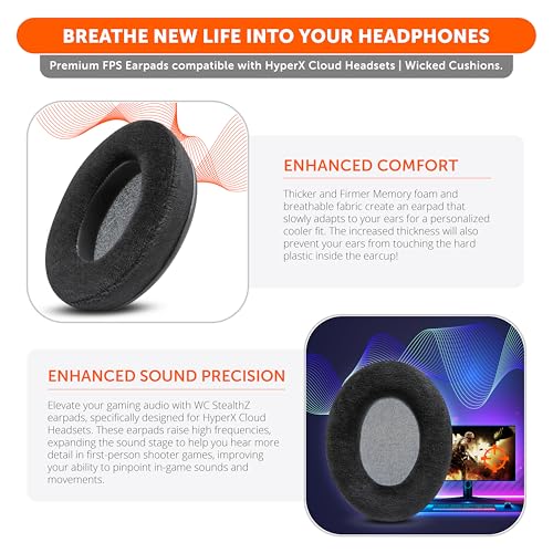WC StealthZ Cloud – FPS-orientierte Ohrpolster für HyperX Cloud Alpha, Cloud 2, Cloud Stinger und mehr von GadgetryTech & Wicked Cushions | Black Bild 4