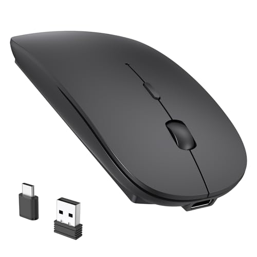 RaceGT Maus Kabellos USB-C & USB-A, Mouse Aufladbar 2,4GHz Leise klick 3 Adjustable DPI Level mit 4 Tasten, mit EIN Aus Schalter für Computer Laptop PC MacbookPro/Air Chromebook Bild 1