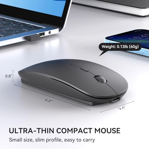 RaceGT Maus Kabellos USB-C & USB-A, Mouse Aufladbar 2,4GHz Leise klick 3 Adjustable DPI Level mit 4 Tasten, mit EIN Aus Schalter für Computer Laptop PC MacbookPro/Air Chromebook Bild 4