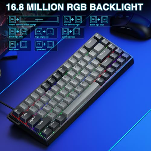 AULA WIN68HE Rapid Trigger Gaming Tastatur mit Kabel,Hall Effect Magnetic Switches,0,02mm RT-Genauigkeit,Einstellbare Betätigung,8000Hz,RGB,60% Mechanische Tastatur Bild 6