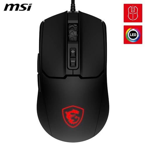 MSI Forge GM100 Gaming-Maus – 6400 DPI optischer Sensor, symmetrisch, 10 Mio. Klickschalter, 7 Tasten, 8 ms Latenz, RGB-LED, 108 g – verkabelt Bild 3