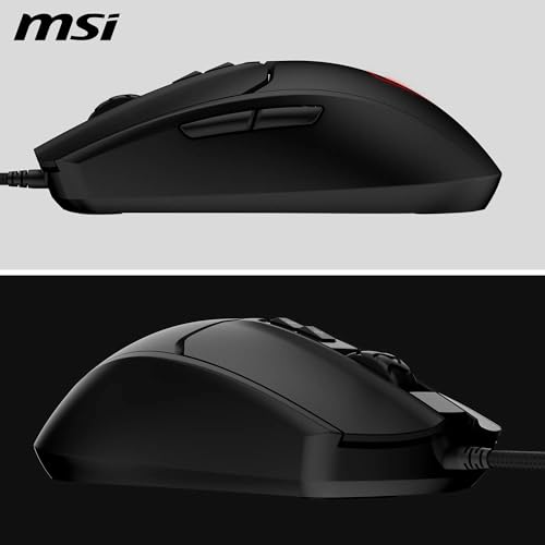 MSI Forge GM100 Gaming-Maus – 6400 DPI optischer Sensor, symmetrisch, 10 Mio. Klickschalter, 7 Tasten, 8 ms Latenz, RGB-LED, 108 g – verkabelt Bild 4