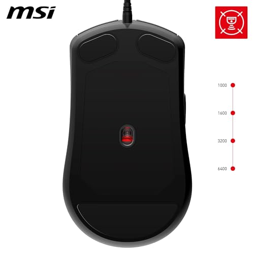MSI Forge GM100 Gaming-Maus – 6400 DPI optischer Sensor, symmetrisch, 10 Mio. Klickschalter, 7 Tasten, 8 ms Latenz, RGB-LED, 108 g – verkabelt Bild 5
