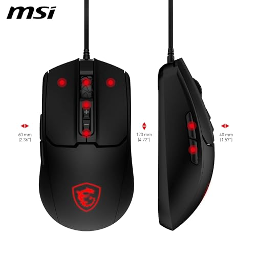 MSI Forge GM100 Gaming-Maus – 6400 DPI optischer Sensor, symmetrisch, 10 Mio. Klickschalter, 7 Tasten, 8 ms Latenz, RGB-LED, 108 g – verkabelt Bild 7