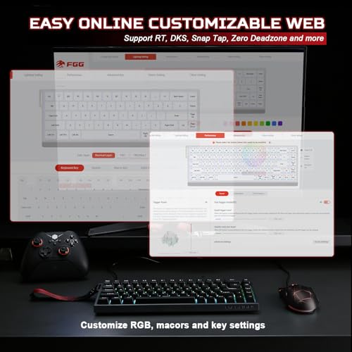 YUNZII MAD68 HE Rapid Trigger Tastatur, 60% Kabelgebunden Gaming-Tastatur mit Magnet-Switches,0,02 mm Präzision,8000 Hz,Einstellbare Betätigung, Hot-Swap, RGB, Snap Tap, PBT für PC & Mac (Black) Bild 6