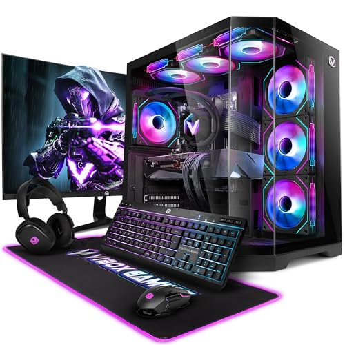 Vibox Gaming PC Set Komplett • Monitor 27 Zoll • AMD Ryzen 7 5700X 4,2 GHz • Nvidia RTX 5070 12GB • 32GB RAM • 1TB SSD • Windows 11 • WLAN • Noir Bild 1