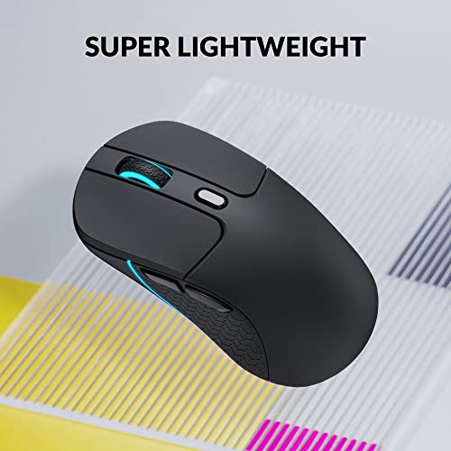 Keychron M3 Kabellose Maus, PAW3395-Sensor mit programmierbarer Makrotaste 26.000 DPI, unterstützt 2,4 GHz Bluetooth 5.1, 79 g, ultraleichtes ergonomisches Design für PC Mac Laptop – Schwarz Bild 3