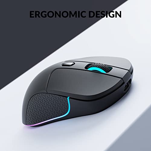 Keychron M3 Kabellose Maus, PAW3395-Sensor mit programmierbarer Makrotaste 26.000 DPI, unterstützt 2,4 GHz Bluetooth 5.1, 79 g, ultraleichtes ergonomisches Design für PC Mac Laptop – Schwarz Bild 7