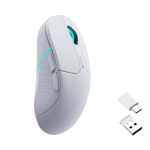 Keychron M3 Kabellose Gaming Maus | Tri-Mode 2,4G/Bluetooth 5.1/USB-C | PAW3395-Sensor mit 26.000 DPI, 6 programmierbare Tasten | 79g Ultra-Leichtgewicht & Ergonomisches Design für PC/Mac – Weiß Bild 1