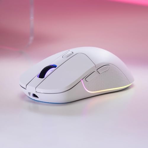Keychron M3 Kabellose Gaming Maus | Tri-Mode 2,4G/Bluetooth 5.1/USB-C | PAW3395-Sensor mit 26.000 DPI, 6 programmierbare Tasten | 79g Ultra-Leichtgewicht & Ergonomisches Design für PC/Mac – Weiß Bild 2
