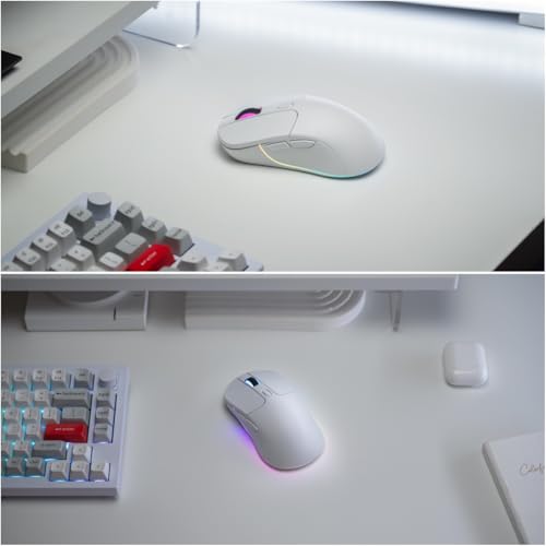 Keychron M3 Kabellose Gaming Maus | Tri-Mode 2,4G/Bluetooth 5.1/USB-C | PAW3395-Sensor mit 26.000 DPI, 6 programmierbare Tasten | 79g Ultra-Leichtgewicht & Ergonomisches Design für PC/Mac – Weiß Bild 3