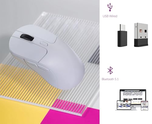 Keychron M3 Kabellose Gaming Maus | Tri-Mode 2,4G/Bluetooth 5.1/USB-C | PAW3395-Sensor mit 26.000 DPI, 6 programmierbare Tasten | 79g Ultra-Leichtgewicht & Ergonomisches Design für PC/Mac – Weiß Bild 4