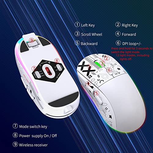 Wireless Gaming Maus, RGB Light Maus mit USB -Nano -Empfänger, Silent Click Gaming Maus für Notebook, PC, Computer Bild 2