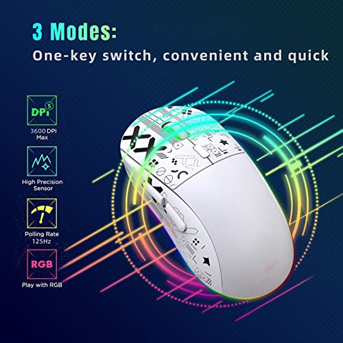 Wireless Gaming Maus, RGB Light Maus mit USB -Nano -Empfänger, Silent Click Gaming Maus für Notebook, PC, Computer Bild 3