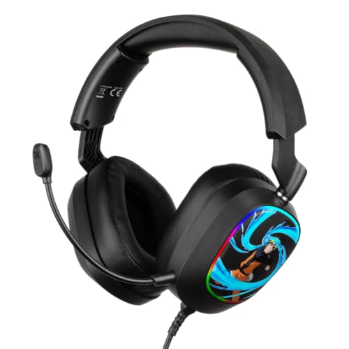 Konix Naruto Shippuden Gaming-Headset mit Kabel 7.1 für PC - 50 mm Lautsprecher - Mikrofon - 2 m USB-Kabel - LED-Hintergrundbeleuchtung - Motiv Naruto Rasengan - Schwarz Bild 1