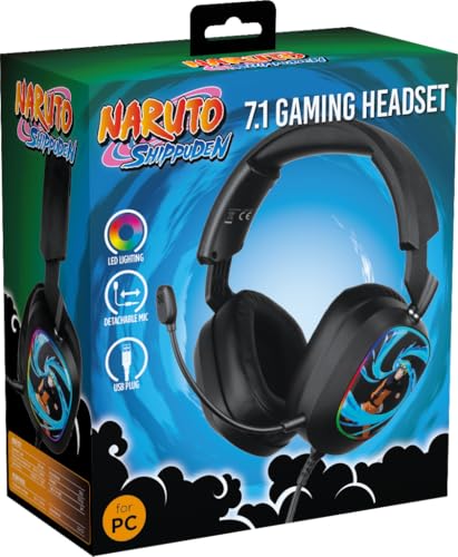 Konix Naruto Shippuden Gaming-Headset mit Kabel 7.1 für PC - 50 mm Lautsprecher - Mikrofon - 2 m USB-Kabel - LED-Hintergrundbeleuchtung - Motiv Naruto Rasengan - Schwarz Bild 6