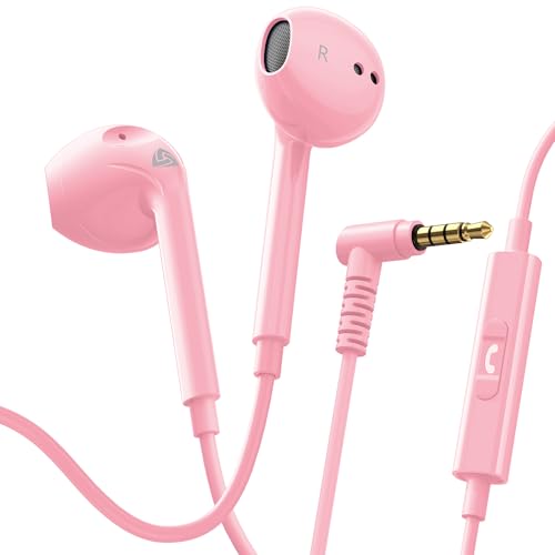 LUDOS Zenith Kopfhörer In Ear Kopfhörer mit Kabel und Mikrofon, 2-Jahre Garantie, In Ear Ohrhörer, 3,5 mm Klinkenstecker Earbuds, Satte Bässe Earphones, Headphones für iPhone, iPad, Samsung - Rosa Bild 1