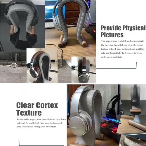 Kopfhörer Ständer Schreibtisch Zubehör Leder-Kopfhörerständer, Gaming-Headset-Ständer, Holz-Kopfhörerhalter, Schreibtisch-Disply-Regal Gaming Headsets(B) Bild 4