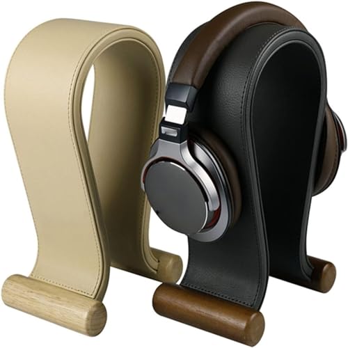 Kopfhörer Ständer Schreibtisch Zubehör Leder-Kopfhörerständer, Gaming-Headset-Ständer, Holz-Kopfhörerhalter, Schreibtisch-Disply-Regal Gaming Headsets(B) Bild 6