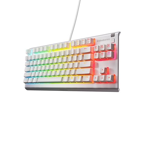SteelSeries Apex 3 TKL White RGB Gaming-Tastatur – Kompakter Tenkeyless-Formfaktor – 8-Zonen-RGB-Beleuchtung – Wasser- und Staubresistenz – Flüsterleise Gaming-Switches - DE Layout QWERTZ Bild 1