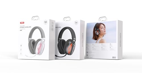 XO Simple is Beauty Wireless Gaming Headset BE46| Abnehmbare Klinke | Usb Dongle Anschluss | Kabelgebundene Verbindung | 40mm Dynamischer Treiber | 36 Stunden Musikzeit | Stereo Sound | 600 mAh | Grau Bild 3