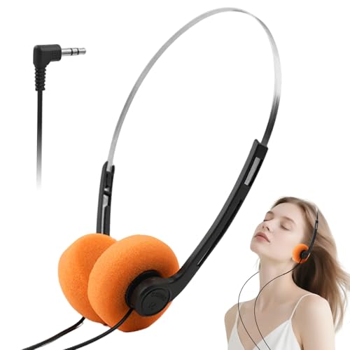 Retro-Kopfhörer Over-Ear im 80er Design – Leichtgewicht Stereo-Kopfhörer mit Kabel für Smartphones, Inklusive Ohrpolster aus Memory-Schaum und 3,5mm Klinkenstecker Bild 1