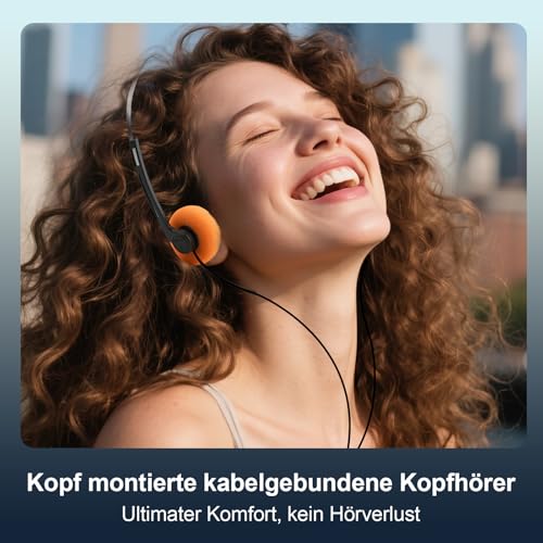 Retro-Kopfhörer Over-Ear im 80er Design – Leichtgewicht Stereo-Kopfhörer mit Kabel für Smartphones, Inklusive Ohrpolster aus Memory-Schaum und 3,5mm Klinkenstecker Bild 2