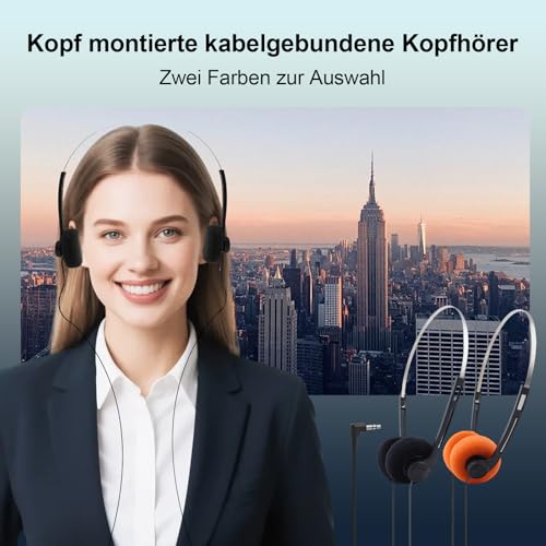 Retro-Kopfhörer Over-Ear im 80er Design – Leichtgewicht Stereo-Kopfhörer mit Kabel für Smartphones, Inklusive Ohrpolster aus Memory-Schaum und 3,5mm Klinkenstecker Bild 3