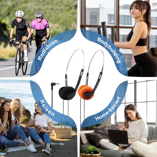 Retro-Kopfhörer Over-Ear im 80er Design – Leichtgewicht Stereo-Kopfhörer mit Kabel für Smartphones, Inklusive Ohrpolster aus Memory-Schaum und 3,5mm Klinkenstecker Bild 6