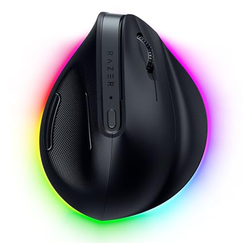 Razer Pro Click V2 Vertical - Vertikale ergonomische kabellose Maus für Rechtshänder - KI Prompt Assistenz - 30K Optical Sensor - Windows & Mac (bis zu 6 Monate Akku-Leistung, 9 Tasten) Schwarz Bild 1