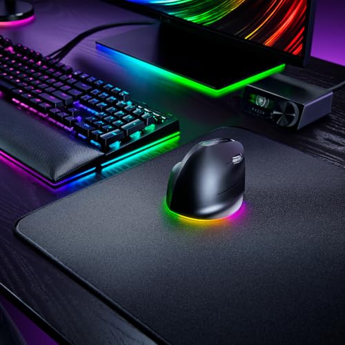 Razer Pro Click V2 Vertical - Vertikale ergonomische kabellose Maus für Rechtshänder - KI Prompt Assistenz - 30K Optical Sensor - Windows & Mac (bis zu 6 Monate Akku-Leistung, 9 Tasten) Schwarz Bild 2